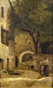 Una escena de pueblo de Jean Baptiste Camille Corot